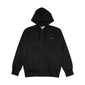 CDG Hoodie Zip-Up With Large Heart – Black