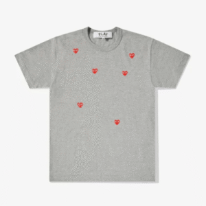 CDG Play Multi Red Heart Logo T-Shirt Grey