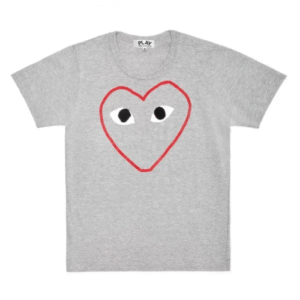 CDG Play T-shirt Red and White Outline Heart