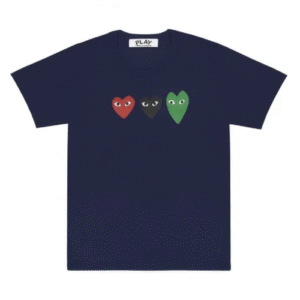CDG Play T-shirt With Red/Green/Black Hearts